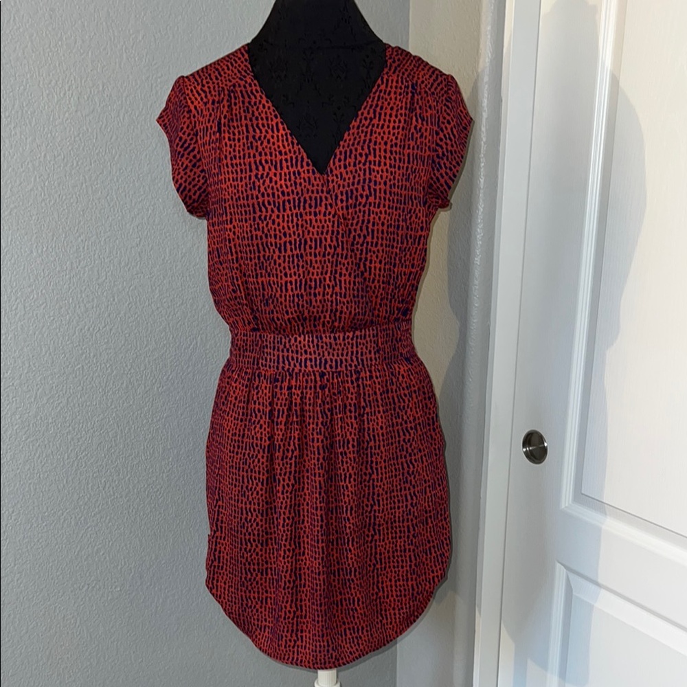 DR2 Daniel Rainn Wrap Vibrant Red and Black Dress Size Small